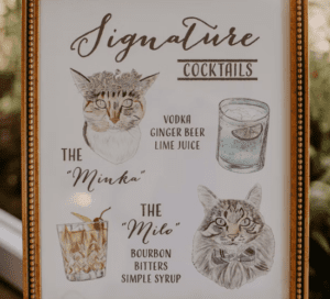 custom cat cocktail sign for weddings